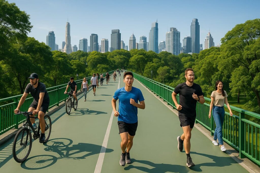 Бангкок: парки Лумпини, Бенджакитти и Зеленый мост соединены