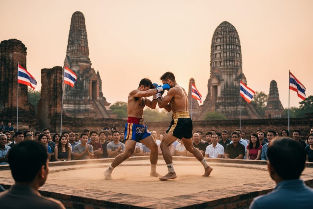 День Муай Тай в Таиланде — показательный бой на арене в историческом парке Аюттхаи