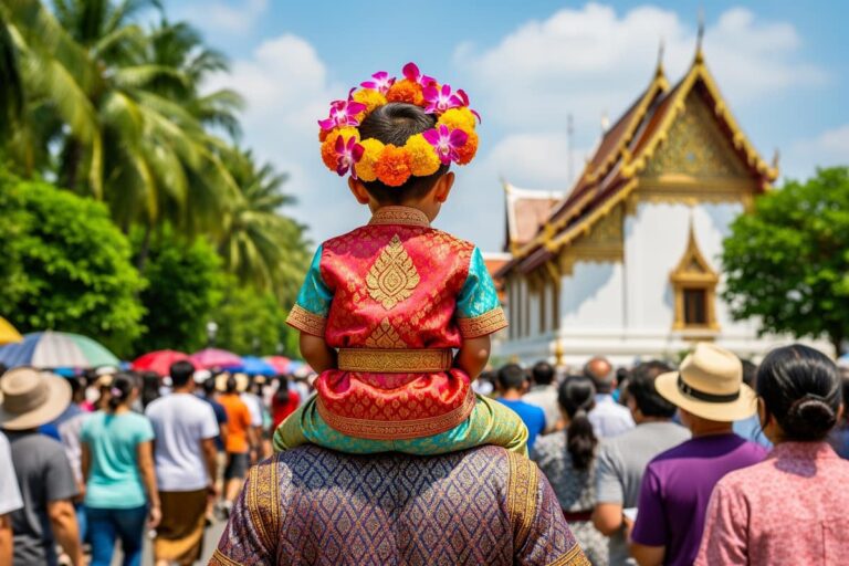 Пой Санг Лонг фестиваль в Мэхонгсоне — мальчика в наряде принца несут на плечах к храму