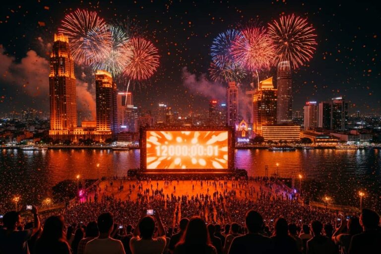 Фейерверки над Бангкоком в новогоднюю ночь — Новый год в Таиланде 2027 у CentralWorld