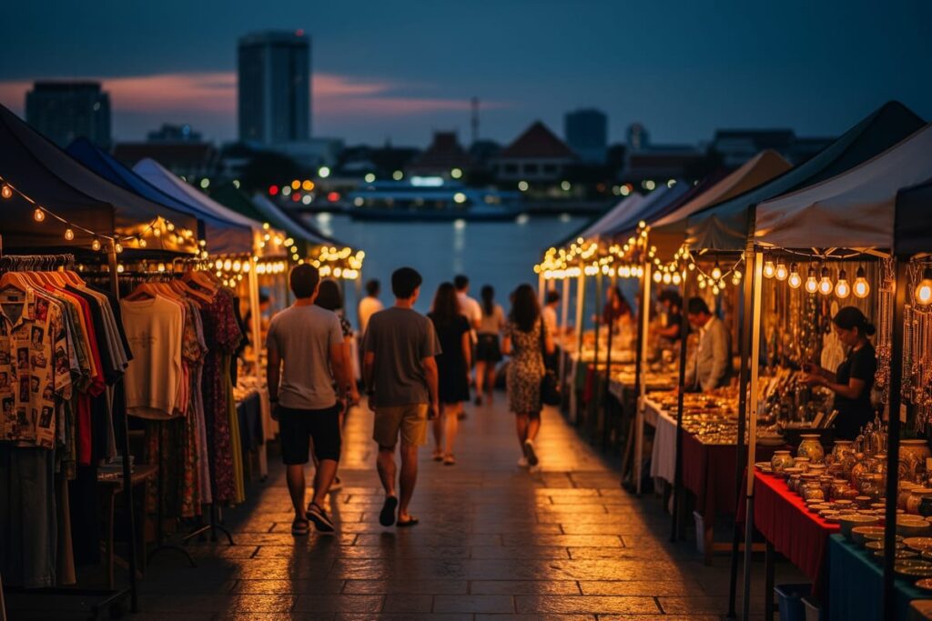 Комьюнити-маркет Бангкок — вечерние ряды с винтажом и хендмейдом у реки Чаопрайя