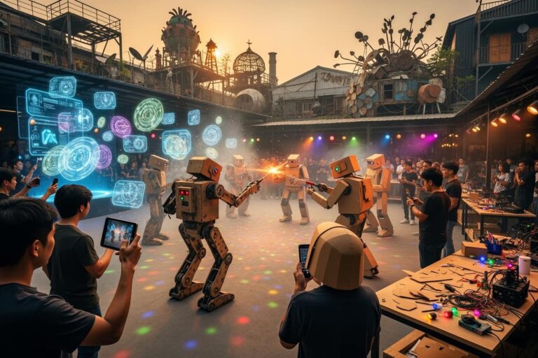 Фестиваль мейкеров Бангкок — боевые роботы и картонный парад на площадке ChangChui вечером