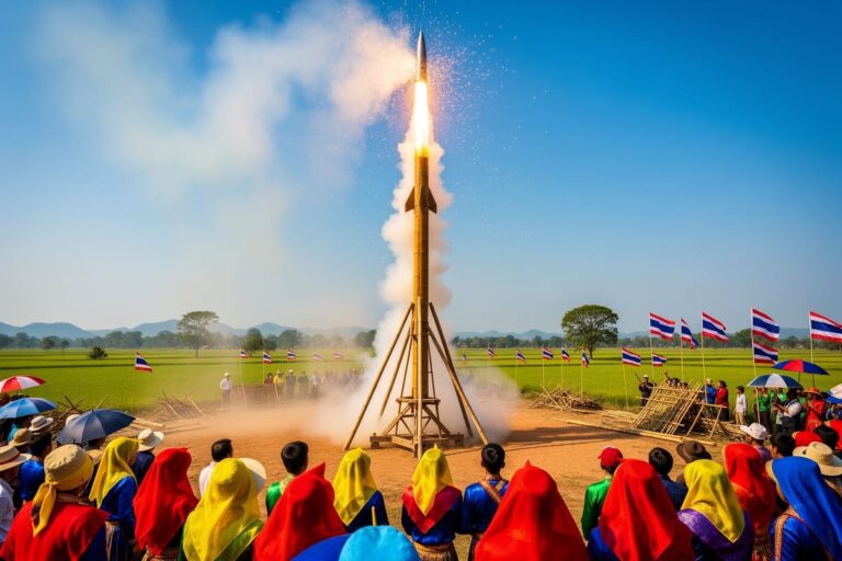 Фестиваль Бун Бангфай 2026 в Ясотхоне — запуск гигантской бамбуковой ракеты в небо Исана