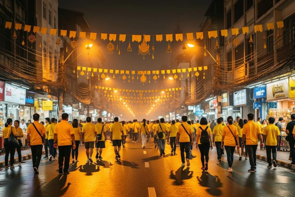 День рождения короля Таиланда — улицы Бангкока украшены жёлтыми флагами и портретами Рамы X