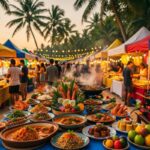 Фестиваль еды Самуи 2026 — дегустационные палатки с тайской кухней на фоне тропического побережья