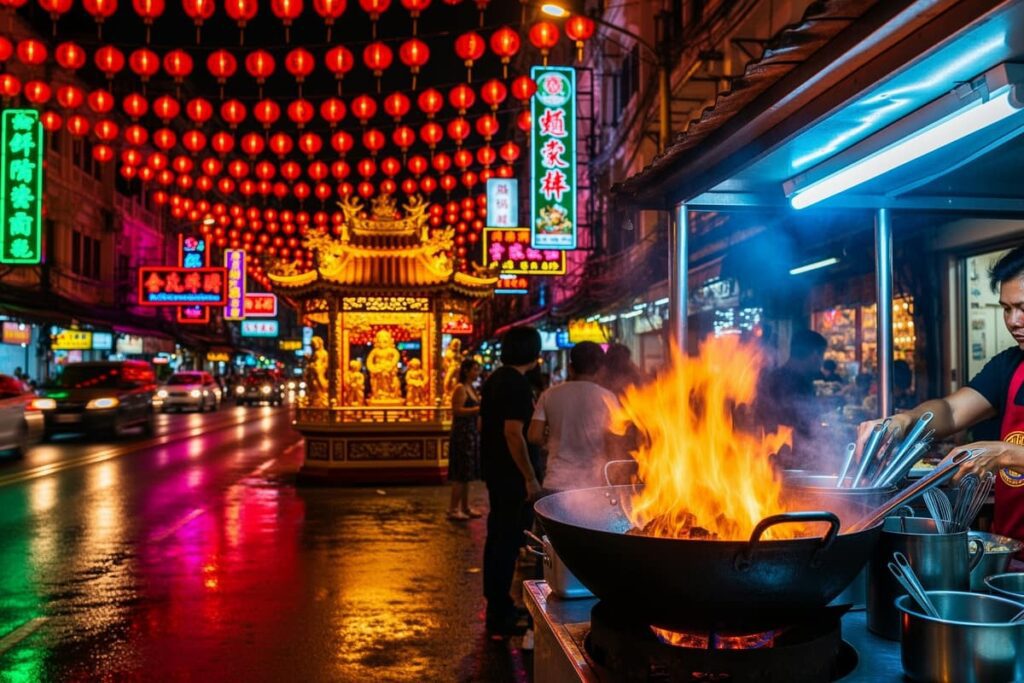 Китайское наследие в Таиланде — красные фонари и уличная еда на улице Яоварат в Бангкоке