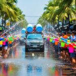 Сонгкран и Ван Лай в Паттайе и Чонбури 2026 — водные бои на Beach Road среди пальм