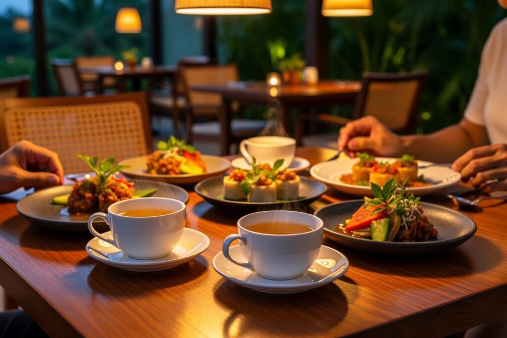 Dilmah Tea Experience Пхукет: сервированный ужин с парингом цейлонского чая Dilmah в зале бутик-отеля Sinae Karon