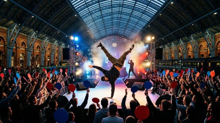 Red Bull Dance Your Style в Бангкоке: уличный танцор во время фристайл-баттла на сцене вокзала Хуа Лампхонг