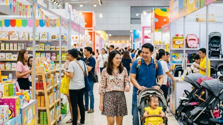 Thailand Baby & Kids 63 в Бангкоке 2026: семья с малышом на стенде с детскими товарами, IMPACT Challenger 3