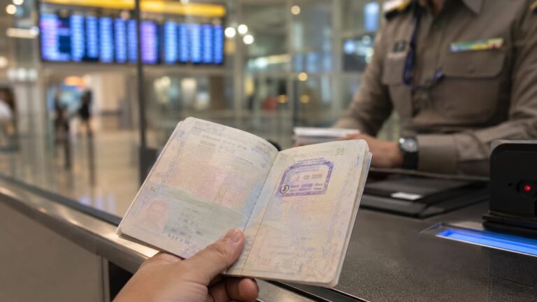 Штампы в паспорте Таиланд — штамп пограничного контроля в загранпаспорте на стойке иммиграции тайского аэропорта
