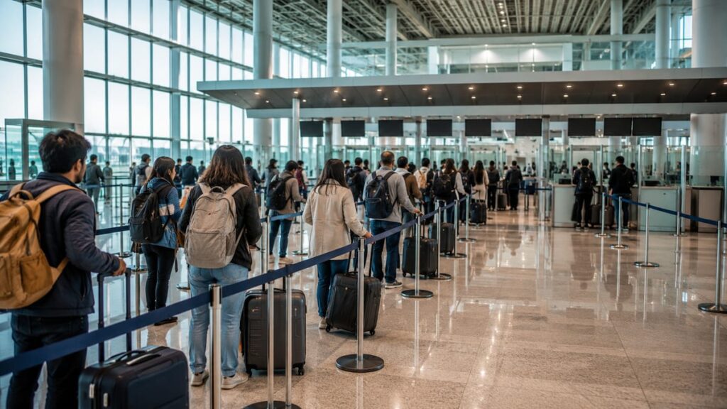 Очереди в аэропорту Суварнабхуми: что известно в 2026 9 Очереди в аэропорту Суварнабхуми на паспортном контроле — пассажиры ждут в очереди у стоек иммиграции