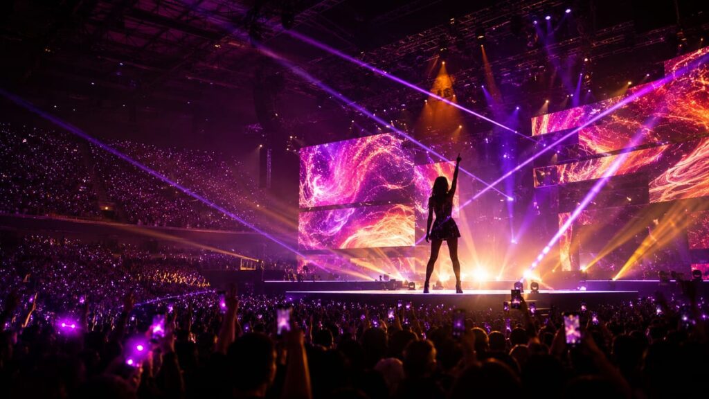 Концерт Zara Larsson в Бангкоке — сцена поп-шоу Midnight Sun Tour на UOB LIVE в EmSphere