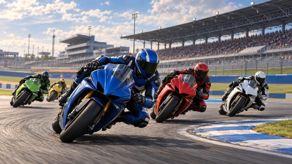 Гран-при Таиланда по мотогонкам (MotoGP) 2027 4 Мотогонщики на автодроме Чанг в Бурираме — иллюстрация события (Гран-при MotoGP Таиланда 2027)