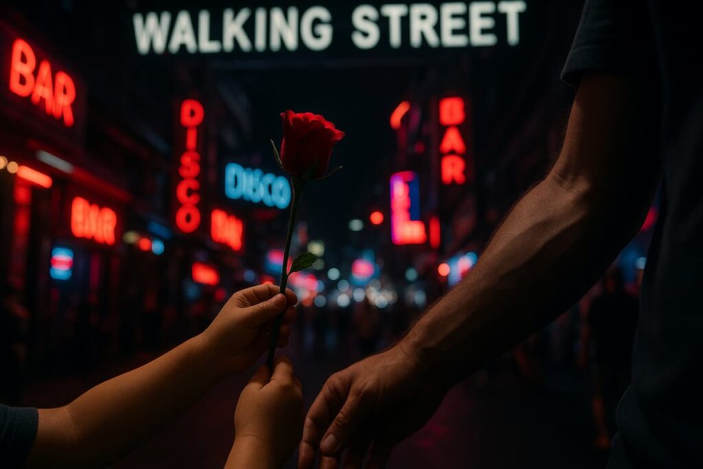 Паттайя: Дети в продаже цветов на Walking Street