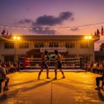 Муай-тай Исан 2026: вечерний ринг на площади перед муниципалитетом Нам Юэн в Убонратчатхани