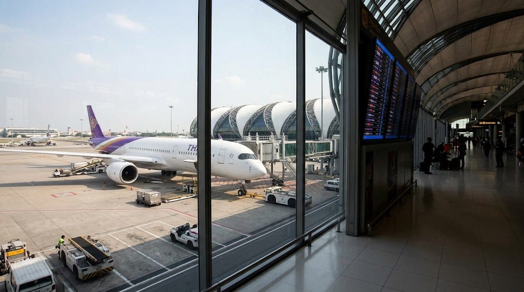 Самолёт Thai Airways в аэропорту Бангкока: отмена рейсов Thai Airways и сокращение международных рейсов в июне 2026